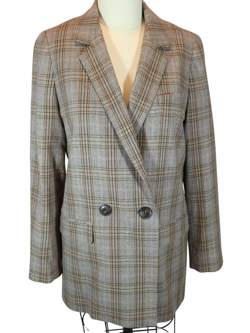 MADEWELL Caldwell Double-Breasted Blazer Wardlow Plaid Size XS Academia Preppy